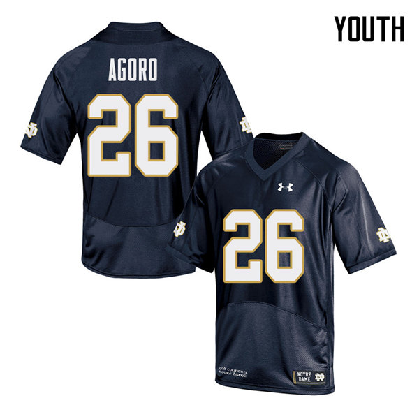 Youth NCAA Notre Dame Fighting Irish #26 Temitope Agoro Stitched College Under Armour Authentic Navy Football Jersey RM10M17ME